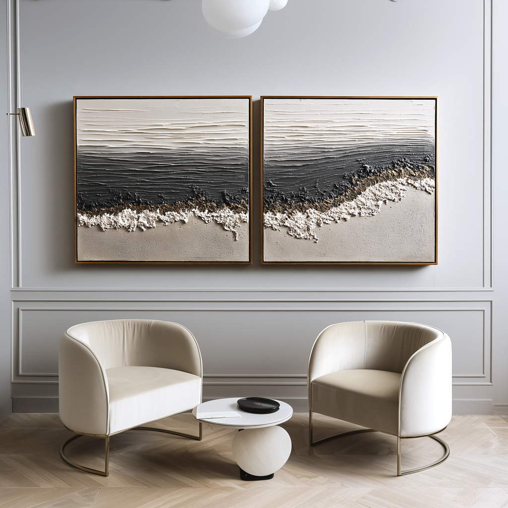 Oceanic Tranquility – Hand-Painted Textured Coastal Canvas Art