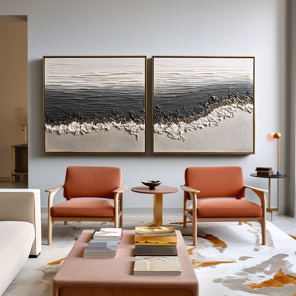 Oceanic Tranquility – Hand-Painted Textured Coastal Canvas Art