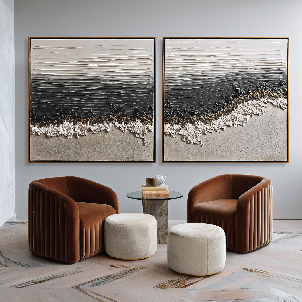 Oceanic Tranquility – Hand-Painted Textured Coastal Canvas Art