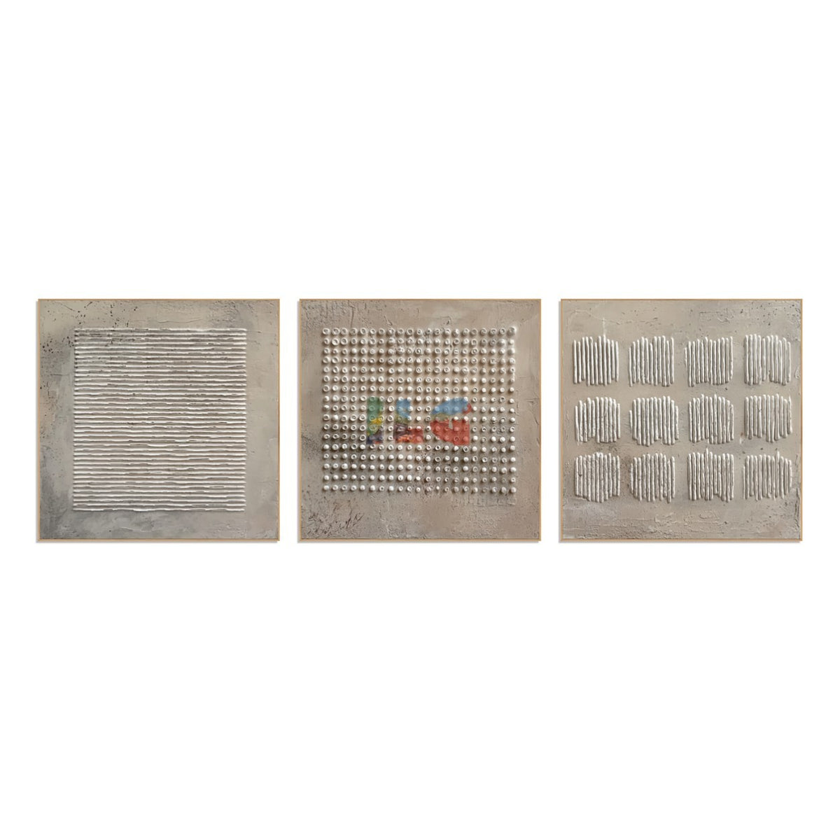 Sculpted Stillness – Neutral Textured Triptych Wall Art