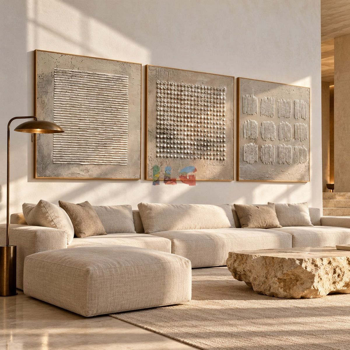 Sculpted Stillness – Neutral Textured Triptych Wall Art