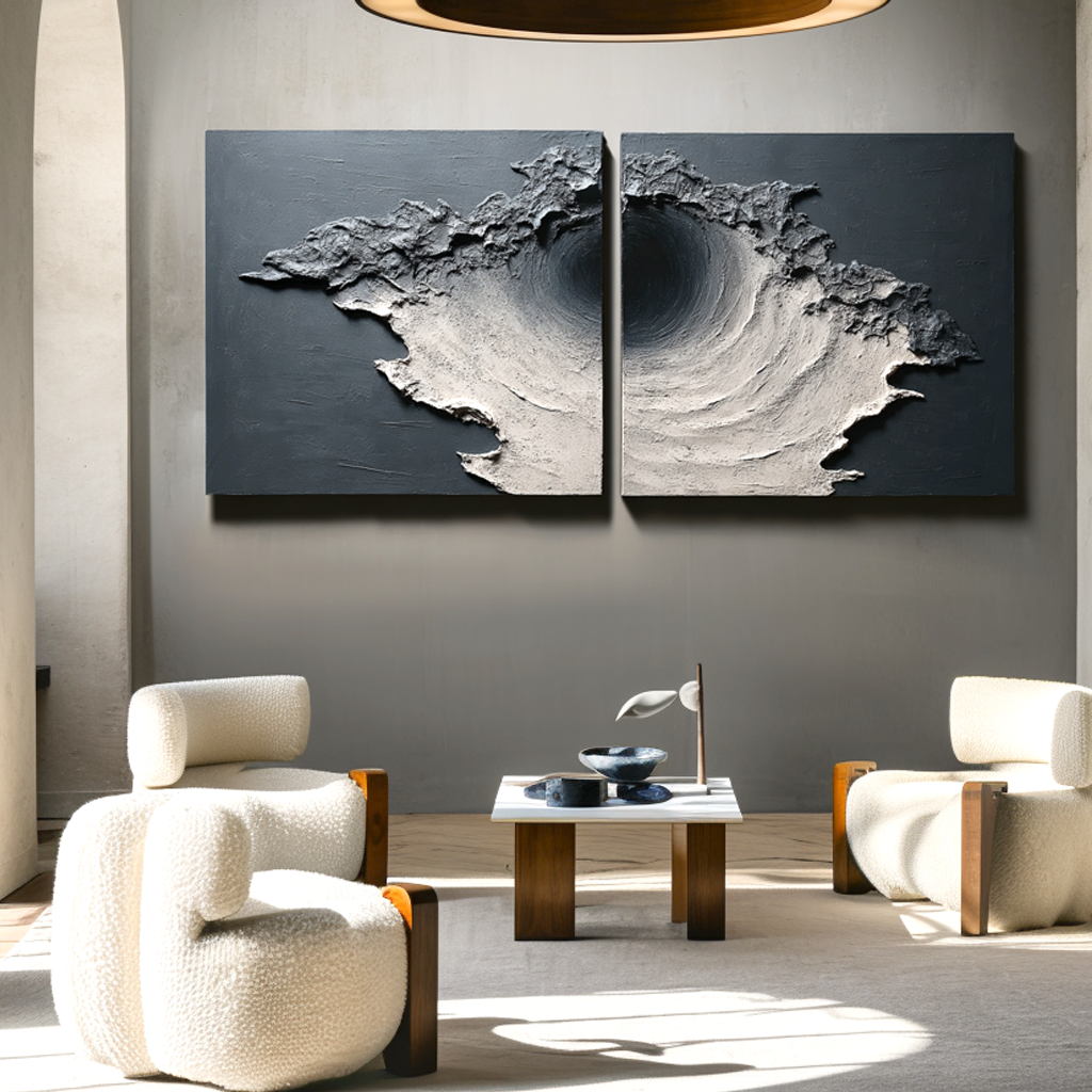 Silent Collapse – Textured Abstract Diptych Wall Art