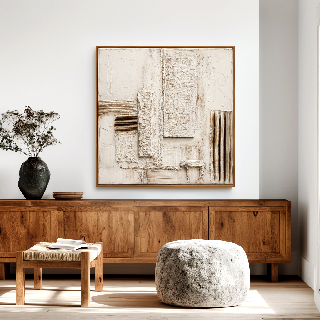 Silent Framework – Wabi-Sabi Textured Minimalist Wall Art