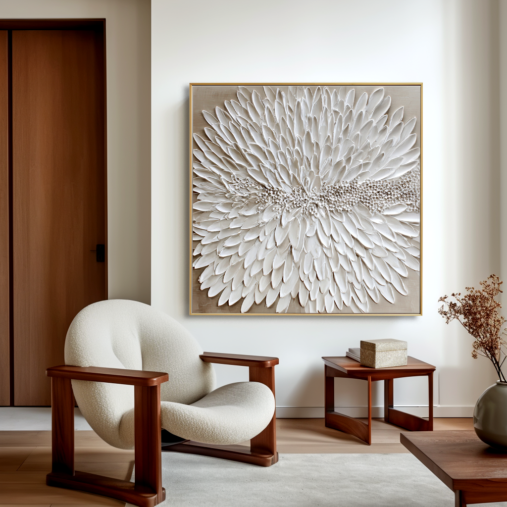 Silent Petals – Handcrafted Textured Floral Wall Art