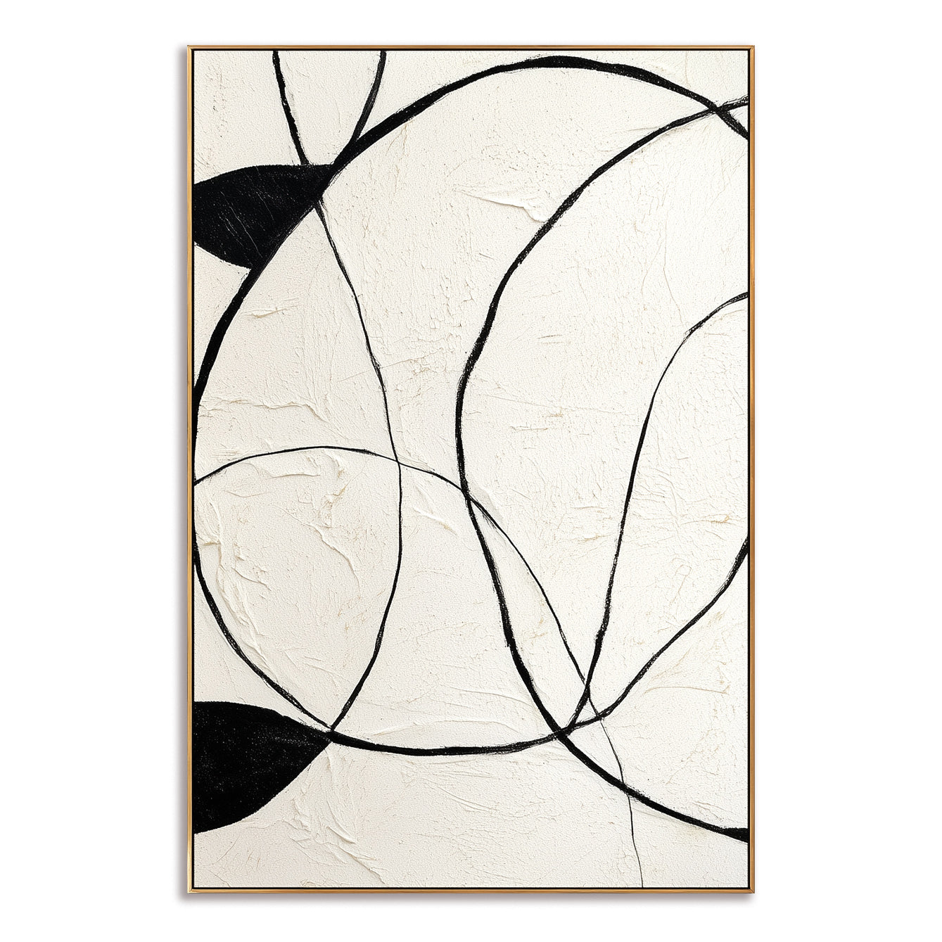 Silent Rhythm - Minimalist Black and White Abstract Oil Painting, Modern Textured Wall Art