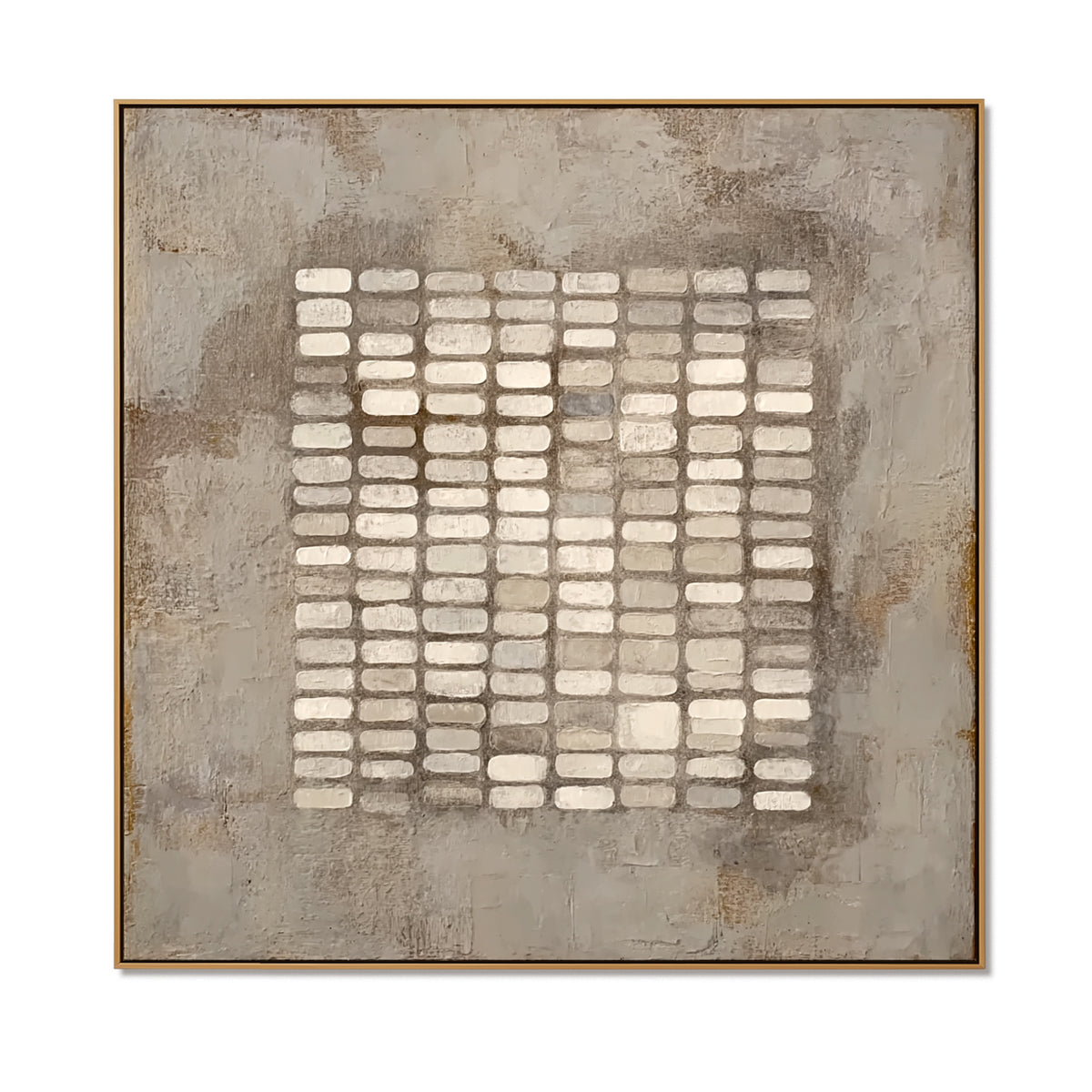 Stone Rhythm – Neutral Abstract Grid Textured Wall Art