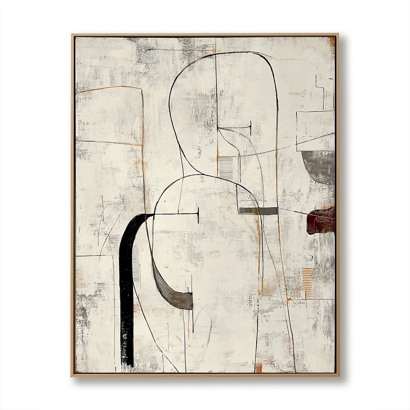 Traces of Silence - Minimalist Abstract Line Oil Painting, Modern Textured Canvas Wall Art