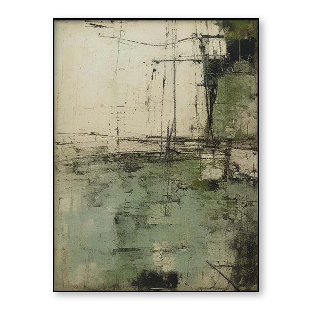 Verdant Lines – Large Minimalist Abstract Canvas Wall Art