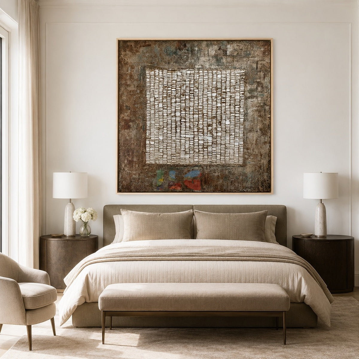 Weathered Grid Memory – Abstract Industrial Textured Wall Art