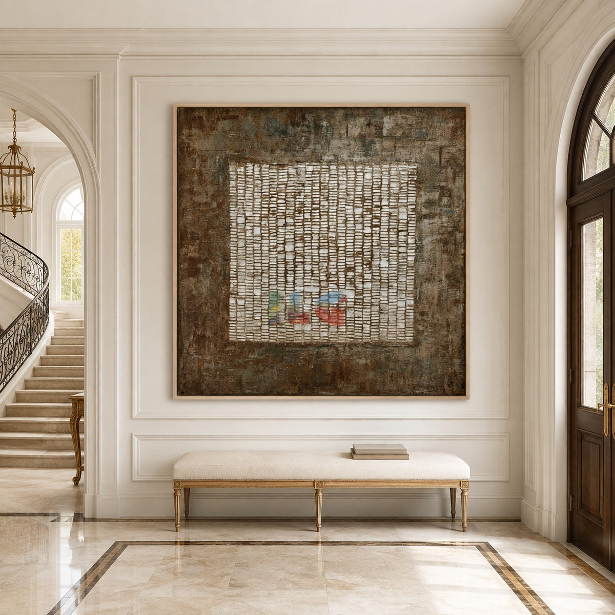 Weathered Grid Memory – Abstract Industrial Textured Wall Art