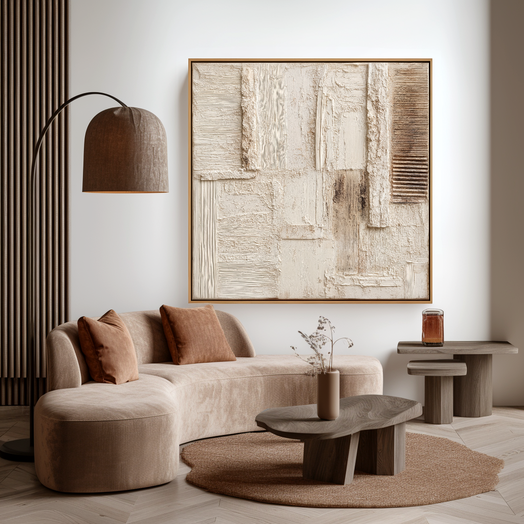 Quiet Structure – Minimal Abstract Wall Art, Modern Neutral Canvas for Living Room