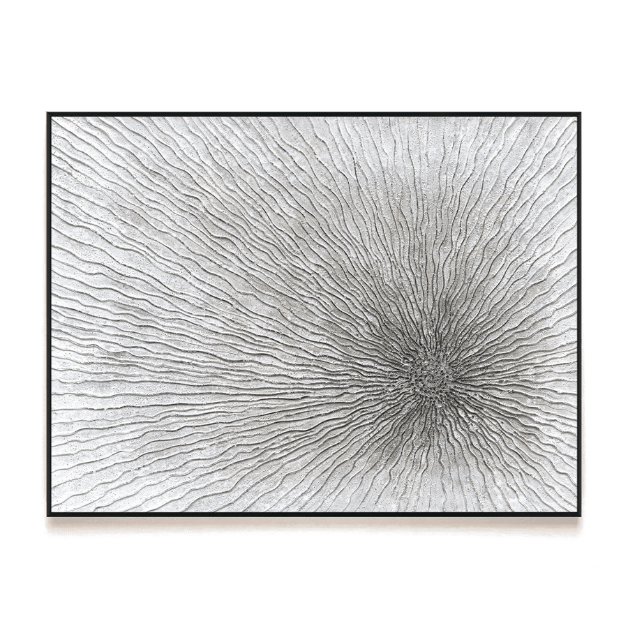 Radiant Burst – White Textured Abstract Painting on Canvas