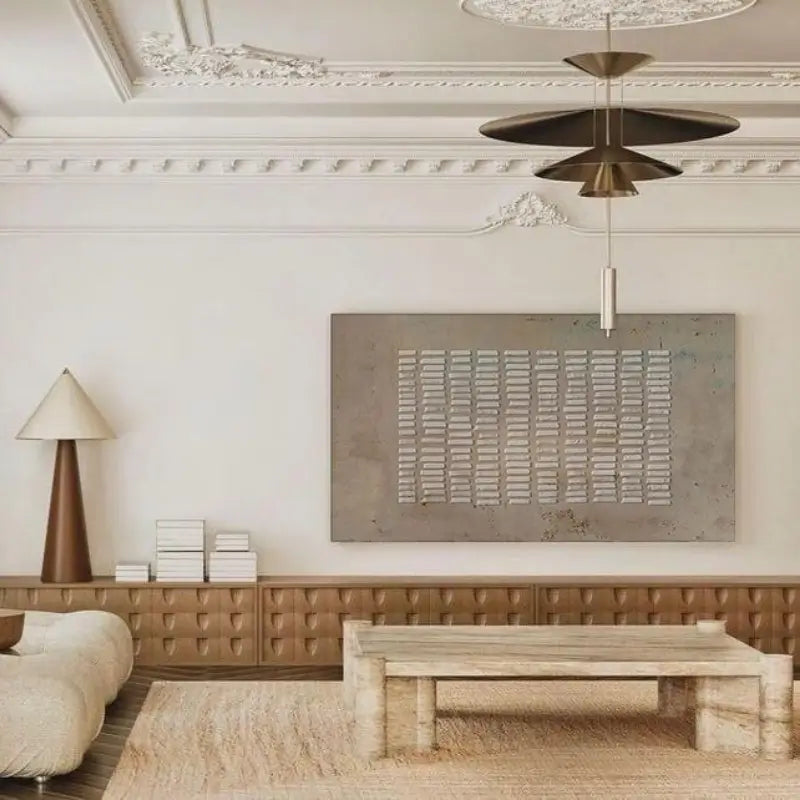 Structured Calm – Hand-Painted Textured Abstract Canvas Art