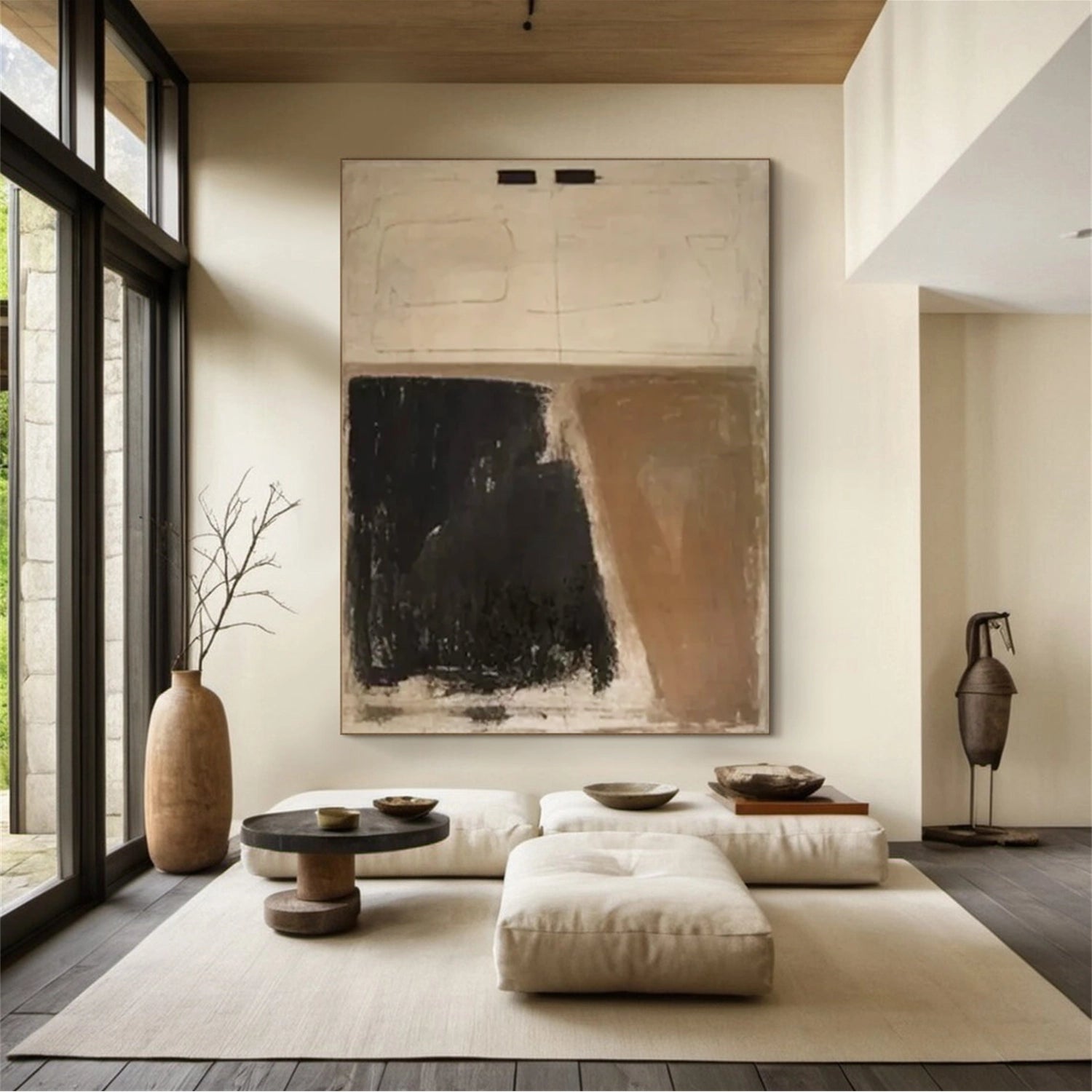 Monochrome Contrast – Hand-Painted Abstract Canvas Art