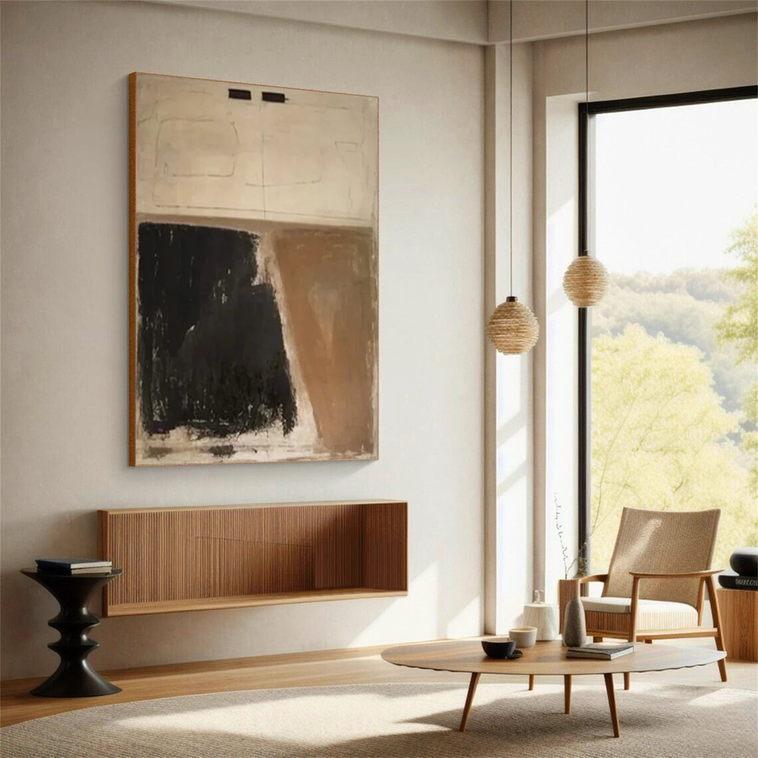 Monochrome Contrast – Hand-Painted Abstract Canvas Art