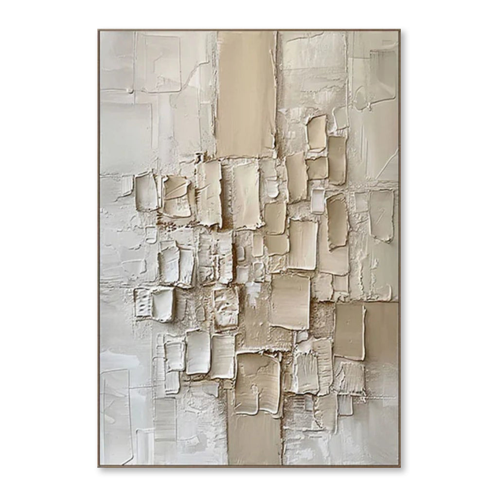Neutral Dimensions – Hand-Painted Textured Abstract Canvas Art