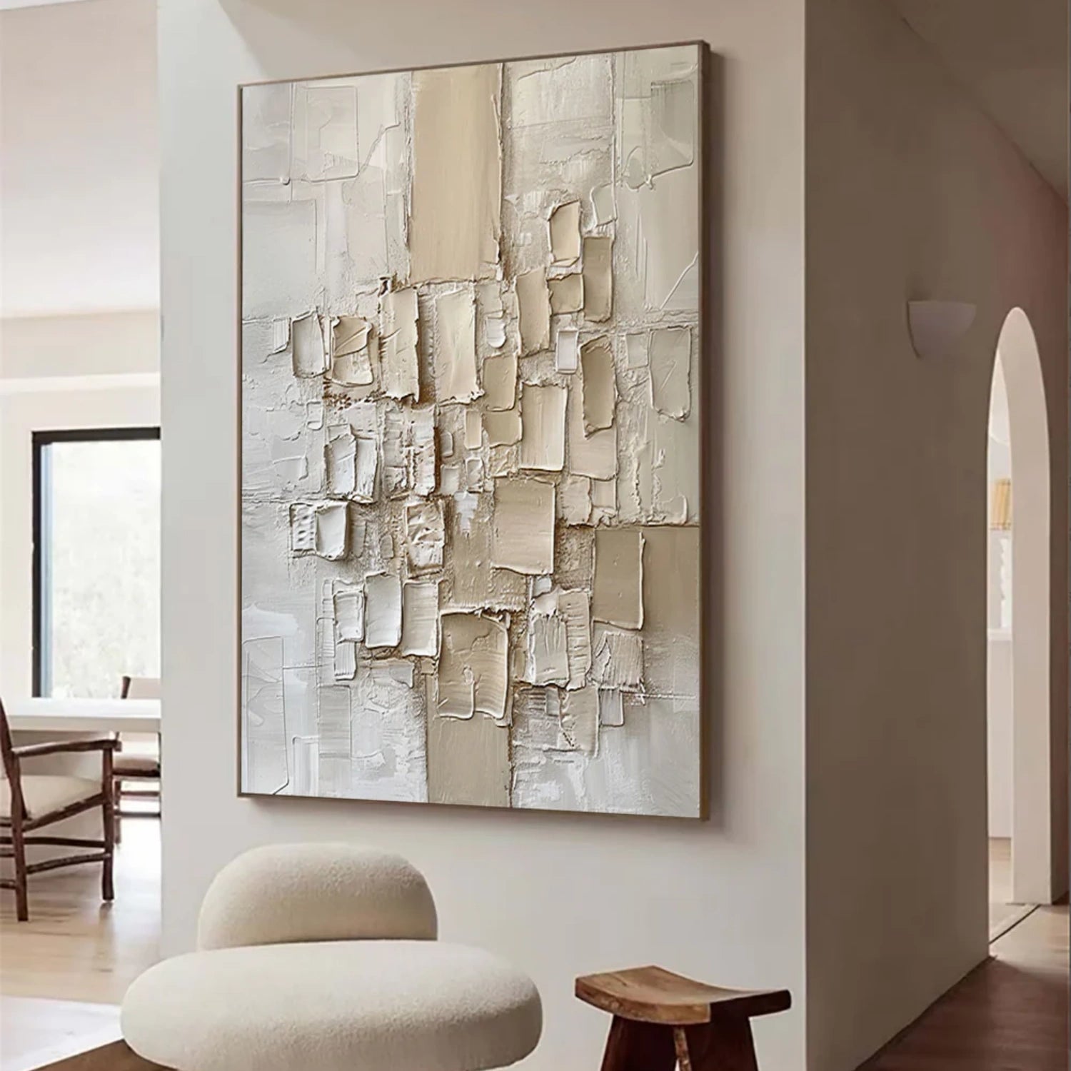 Neutral Dimensions – Hand-Painted Textured Abstract Canvas Art