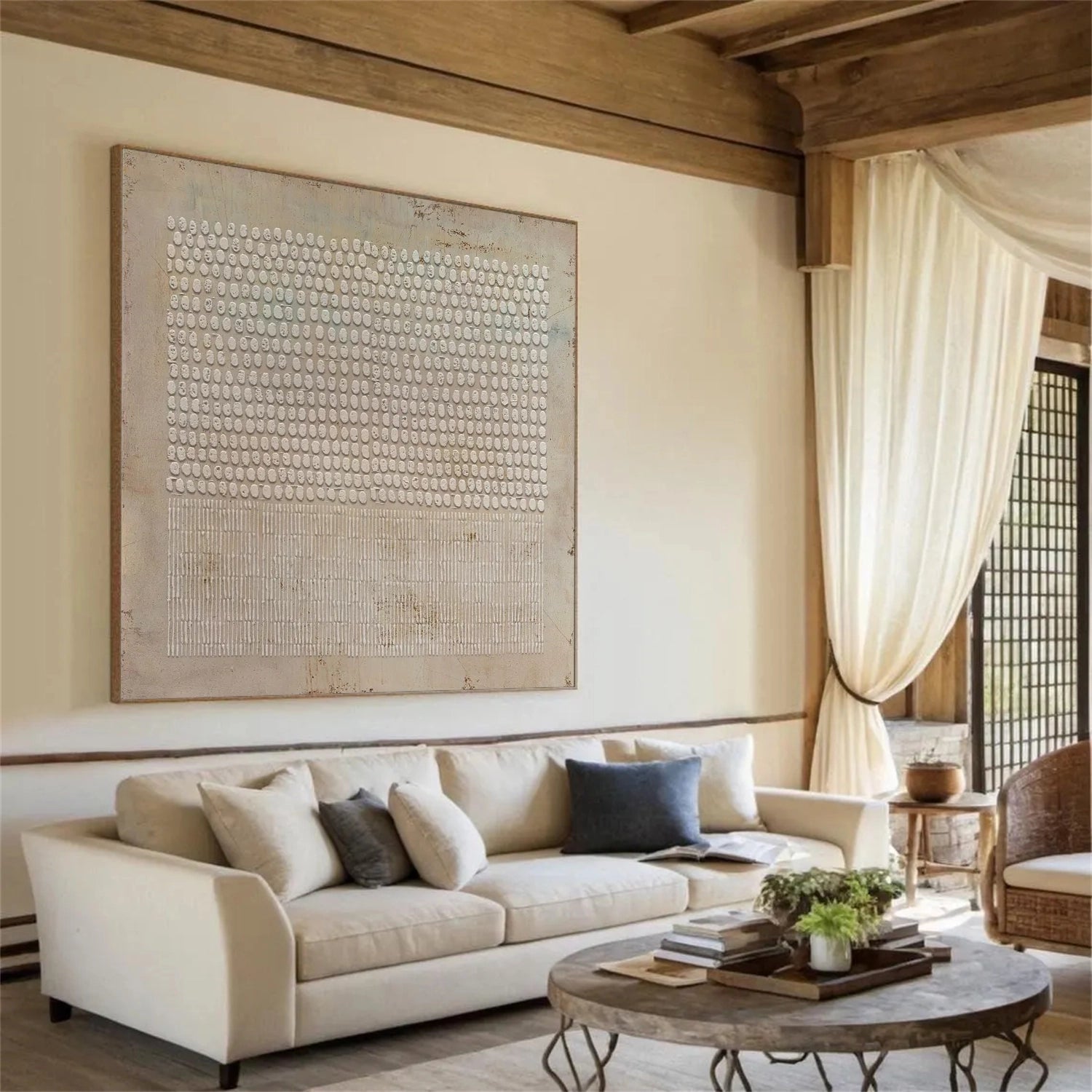 Textured Grid – Hand-Painted Abstract Canvas Art