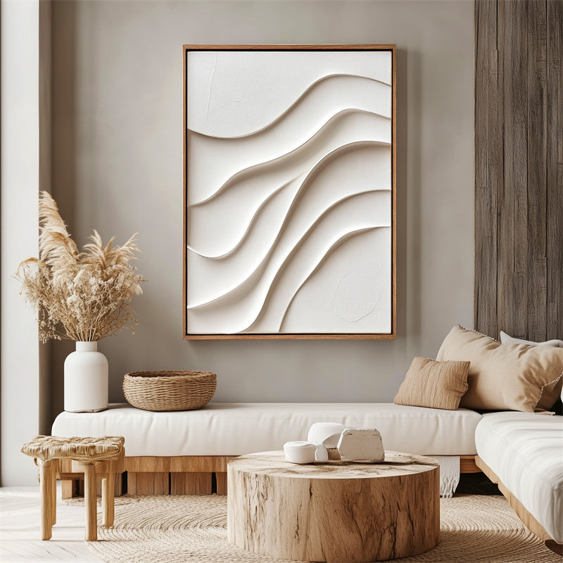 white minimalist sculpture painting for modern decor