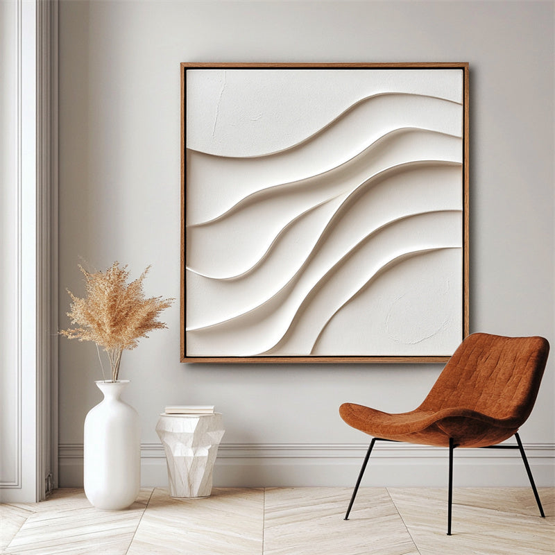 white minimalist sculpture painting for modern decor