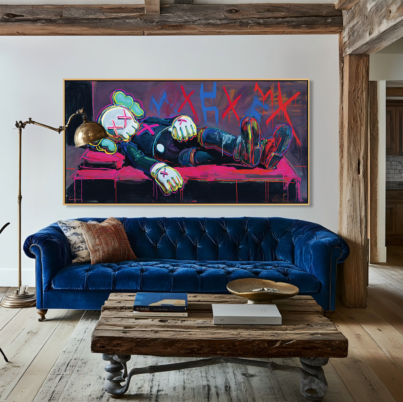 Fallen Icon – Street Pop Art Painting, KAWS Style Graffiti Canvas Wall Art