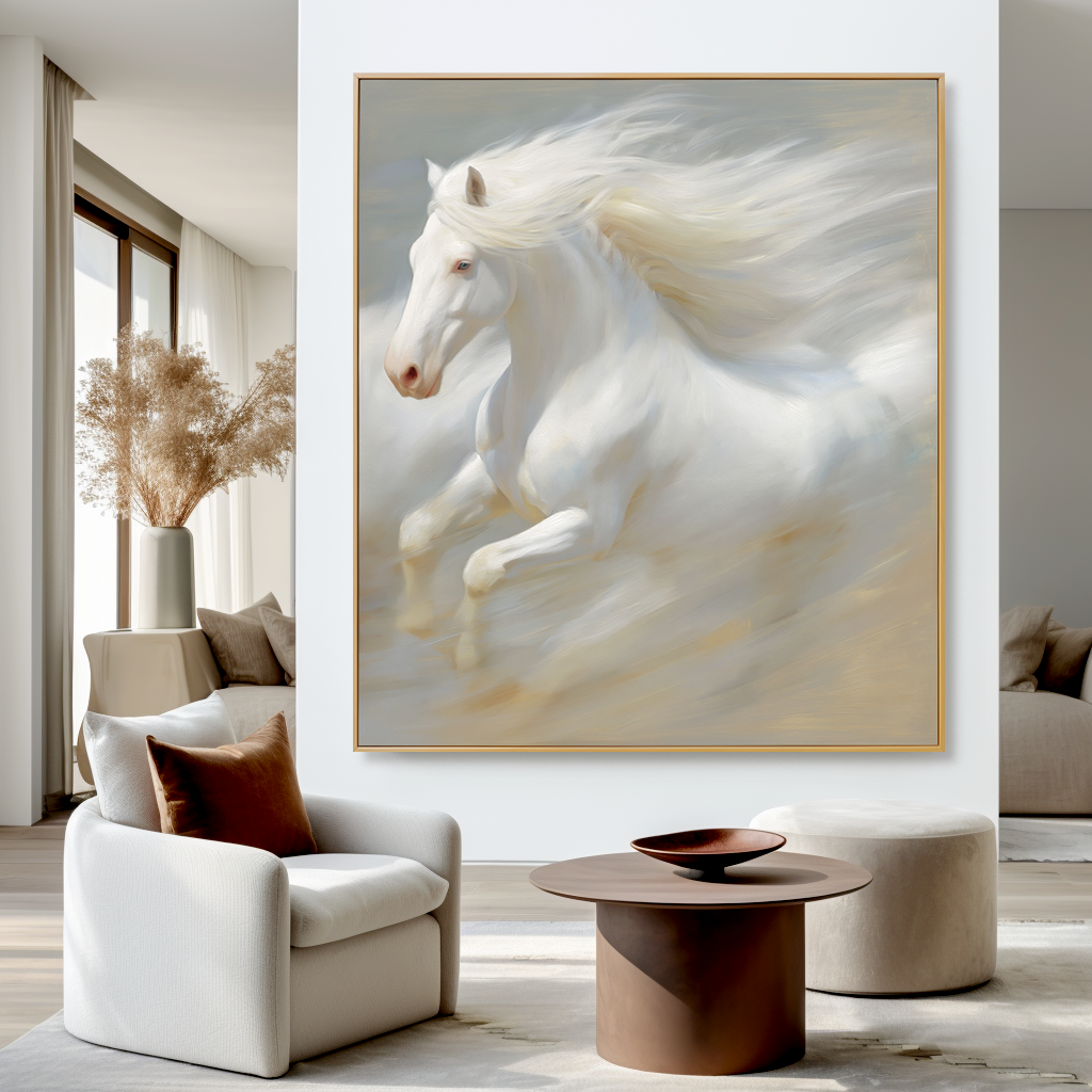 Ivory Freedom - White Horse Canvas Art
