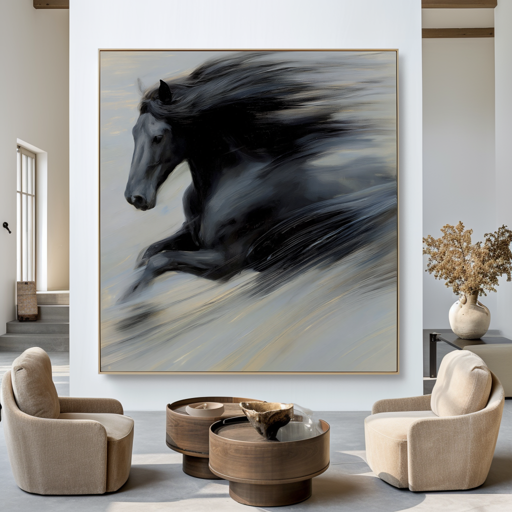 Velocity Silence - Black Horse Canvas Art