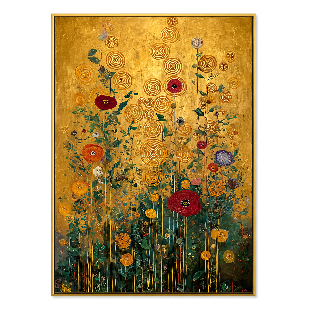 Golden Whirl – Textured Floral Oil Painting