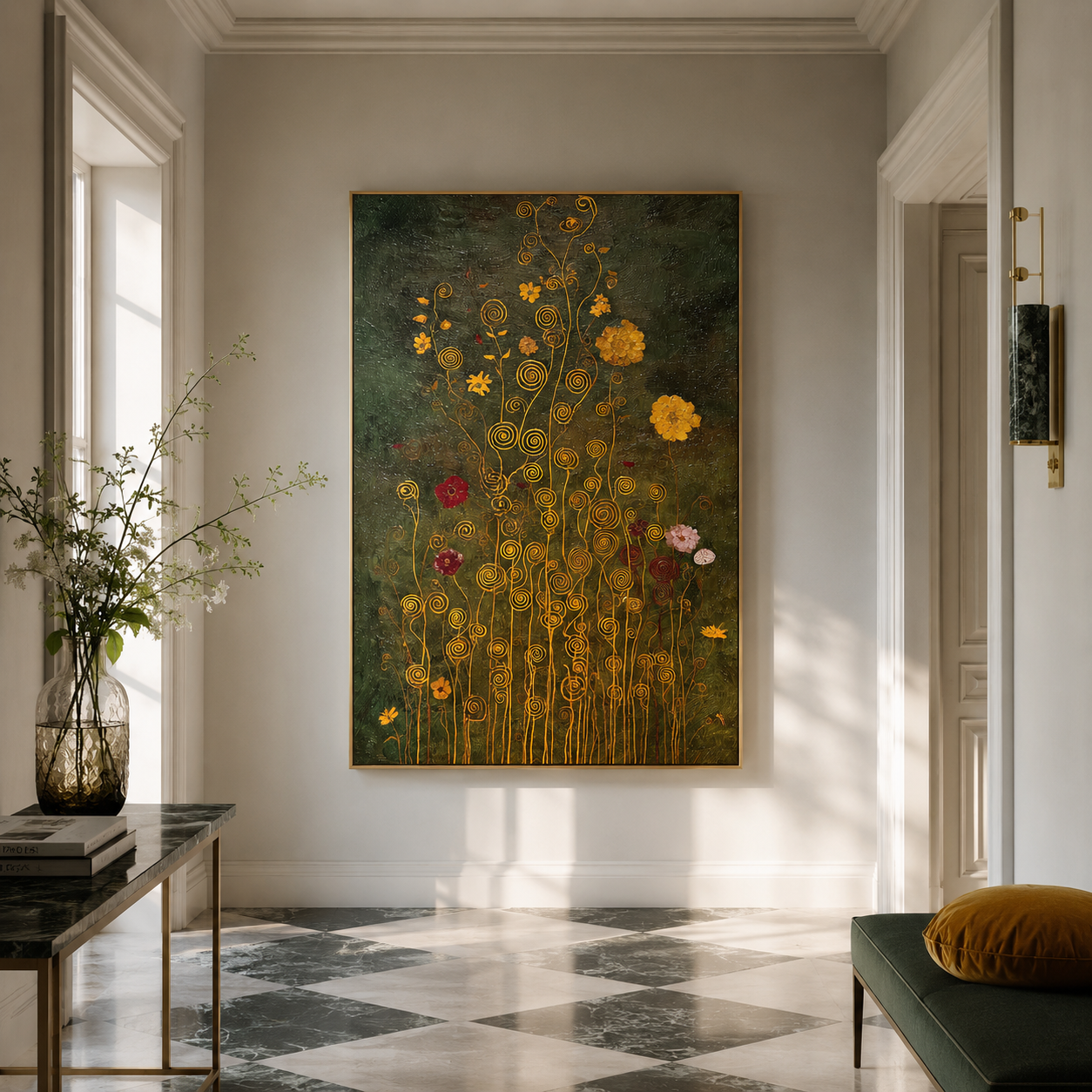 Golden Meadow Whispers – Textured Floral Canvas Wall Art