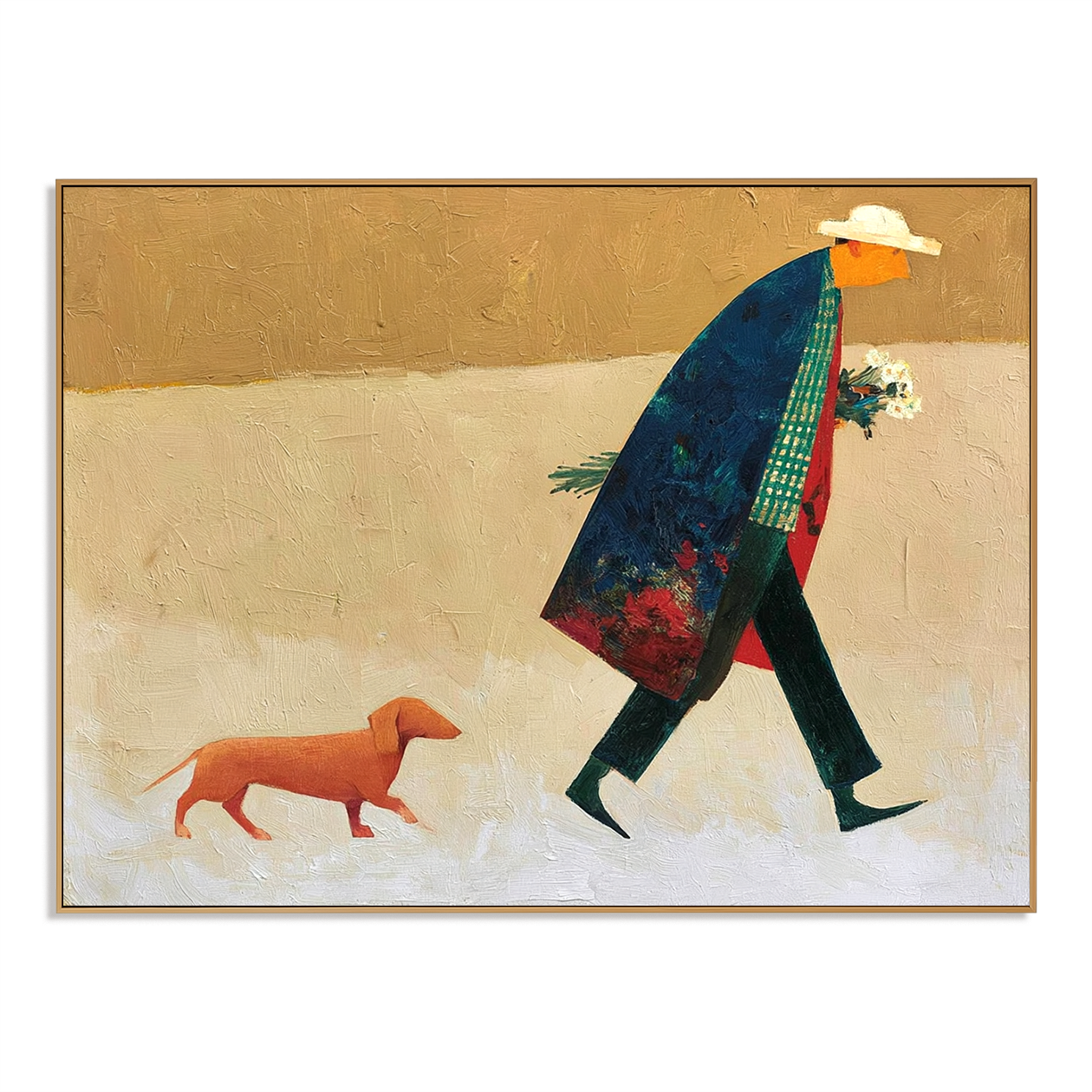 Gentle Passage - Hand-Painted Minimalist Figure Art Acoustic Panel