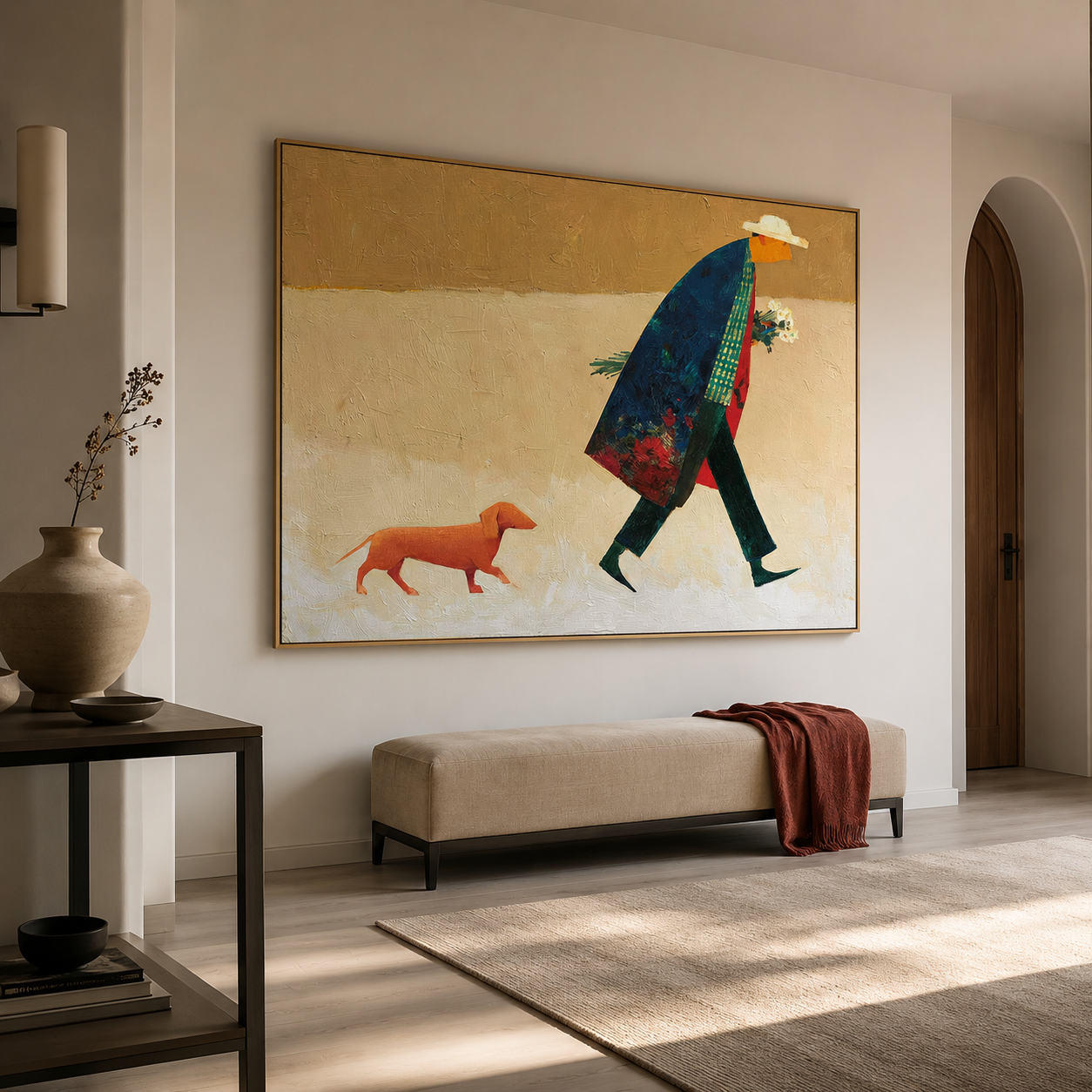 Gentle Passage - Hand-Painted Minimalist Figure Art Acoustic Panel