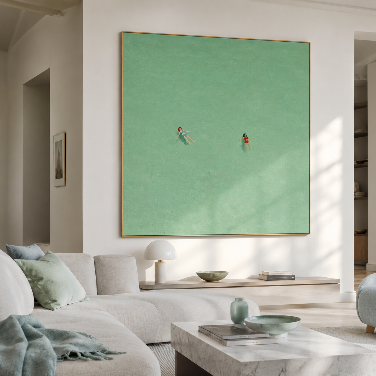 Stillwater Drift - Hand-Painted Minimalist Coastal Art Acoustic Panel
