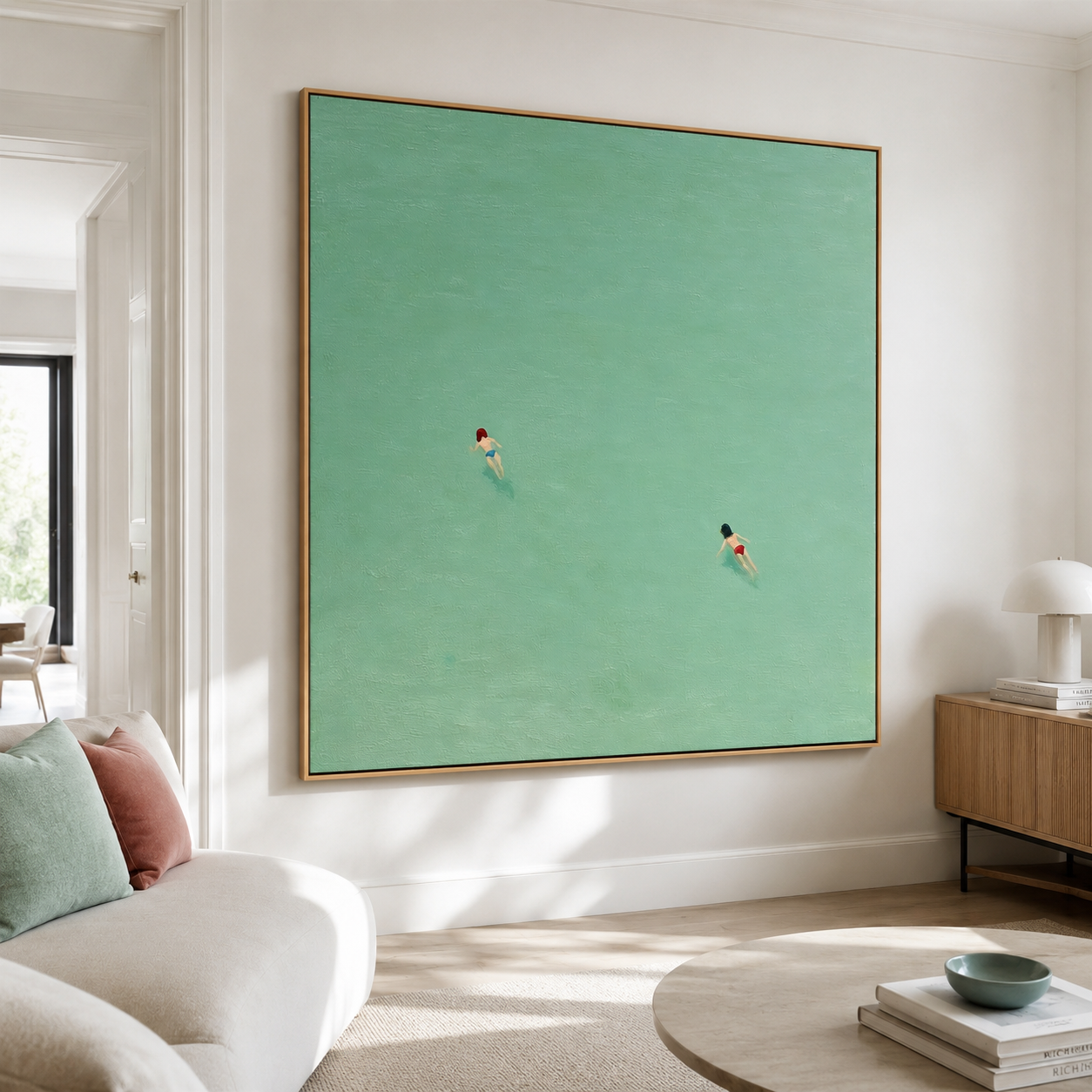 Silent Tide Escape - Hand-Painted Minimalist Coastal Art Acoustic Panel