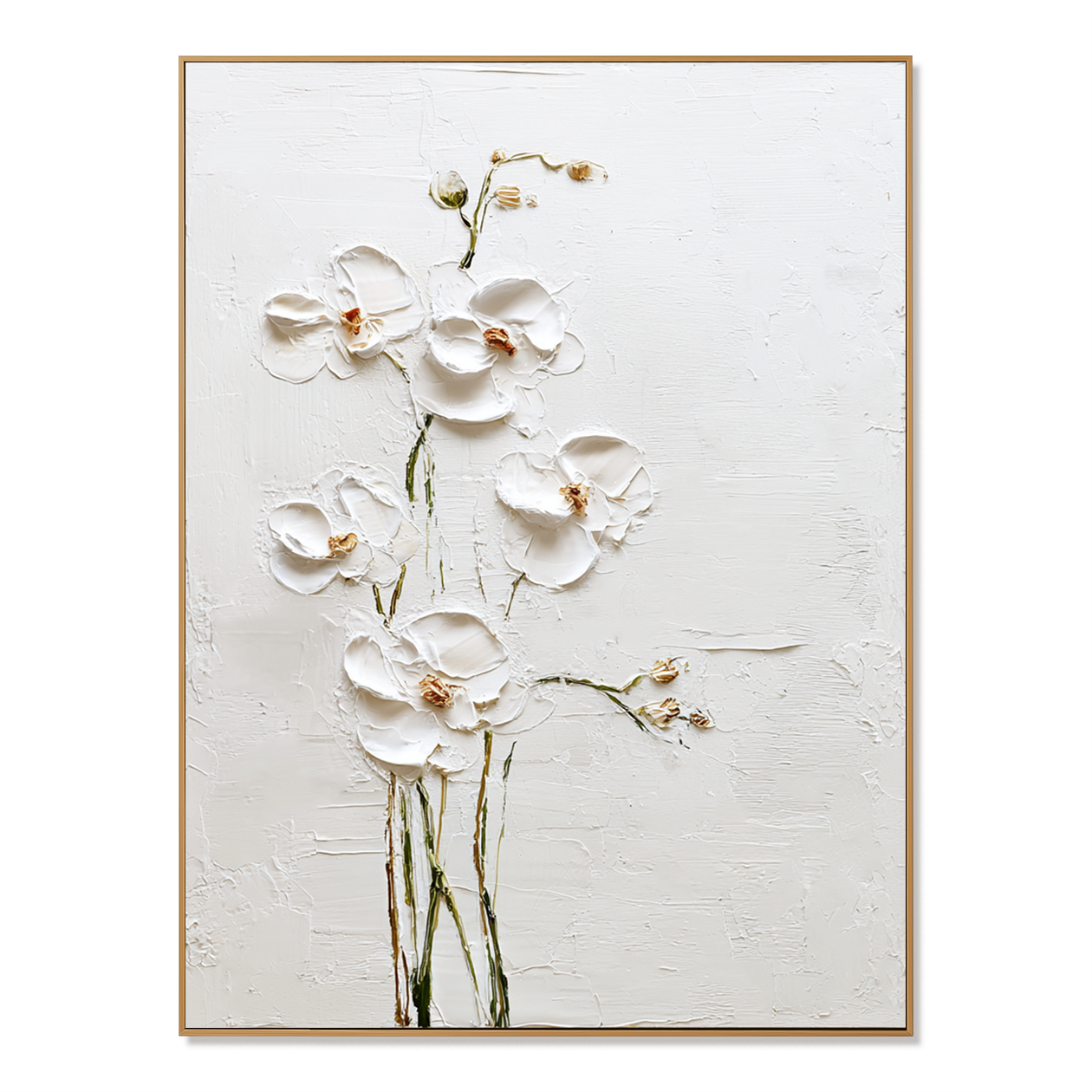 Moonlit Ivory Bloom - Hand-Painted Floral Art Acoustic Panel