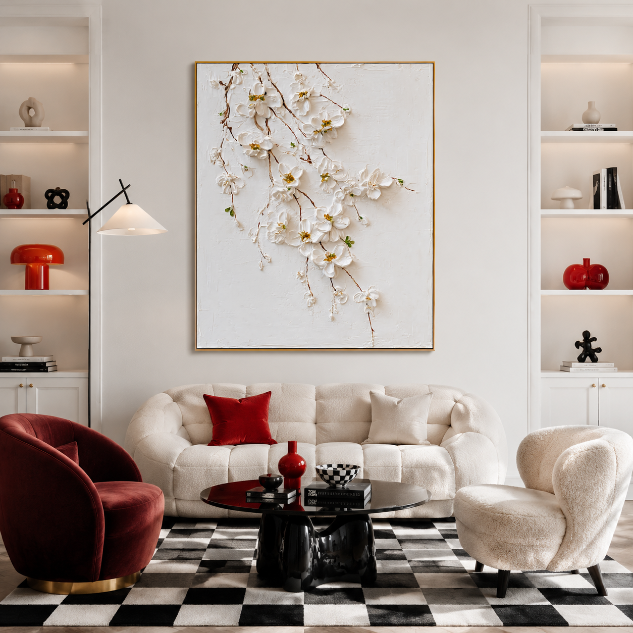Falling Petals Serenity - Hand-Painted Floral Art Acoustic Panel
