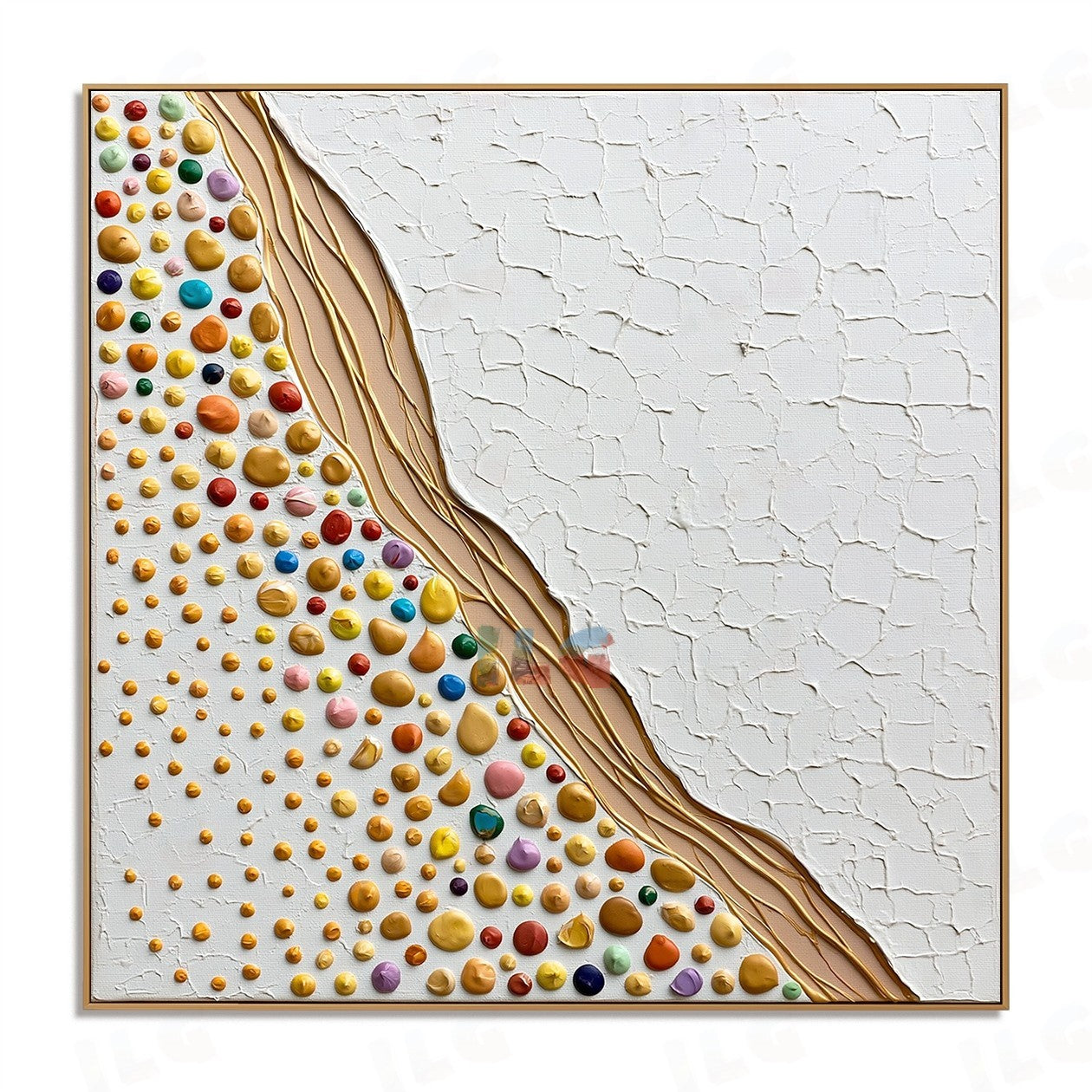 Gilded Pebble Stream – Abstract Textured Wall Art