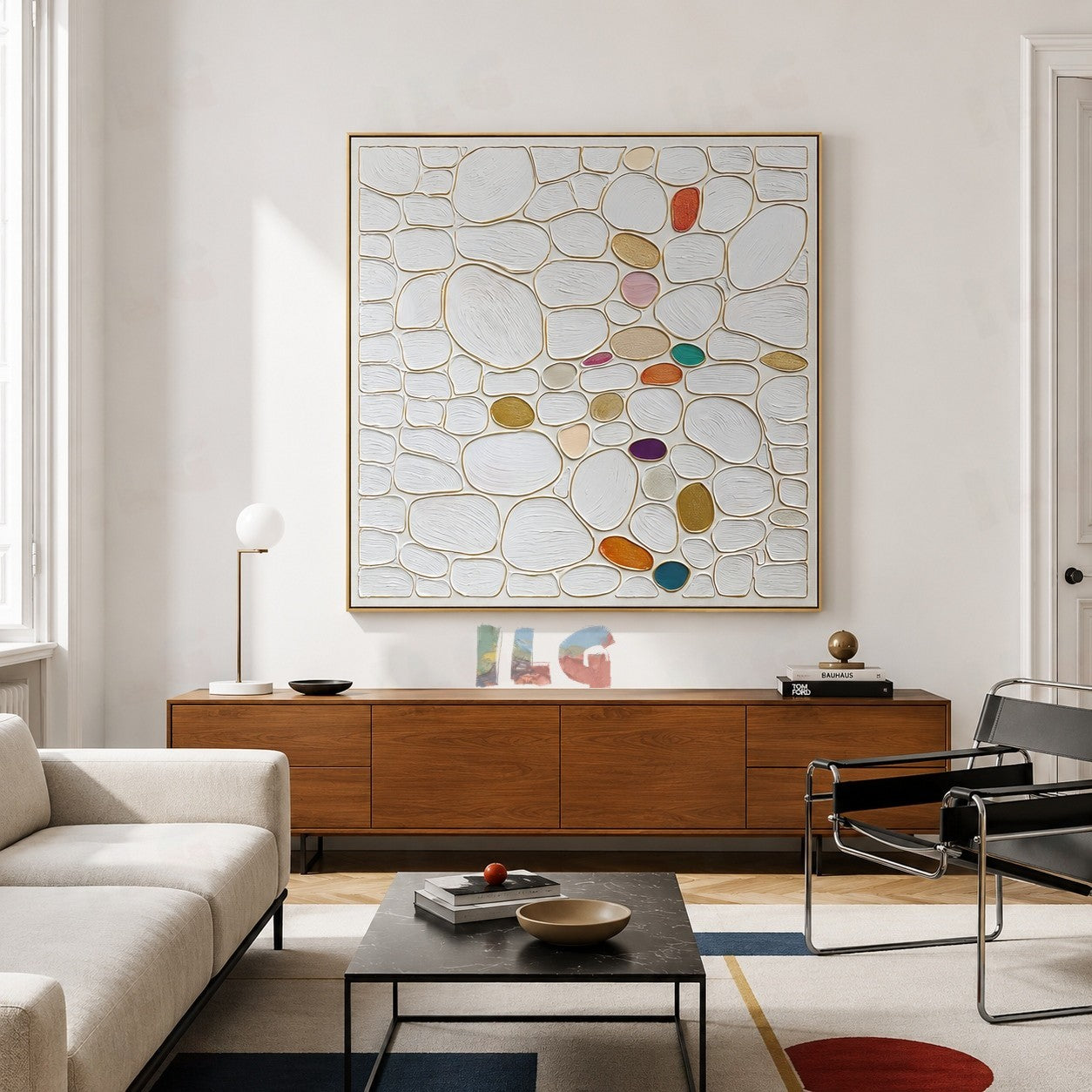 Gilded Cobble Serenity – Abstract Textured Wall Art