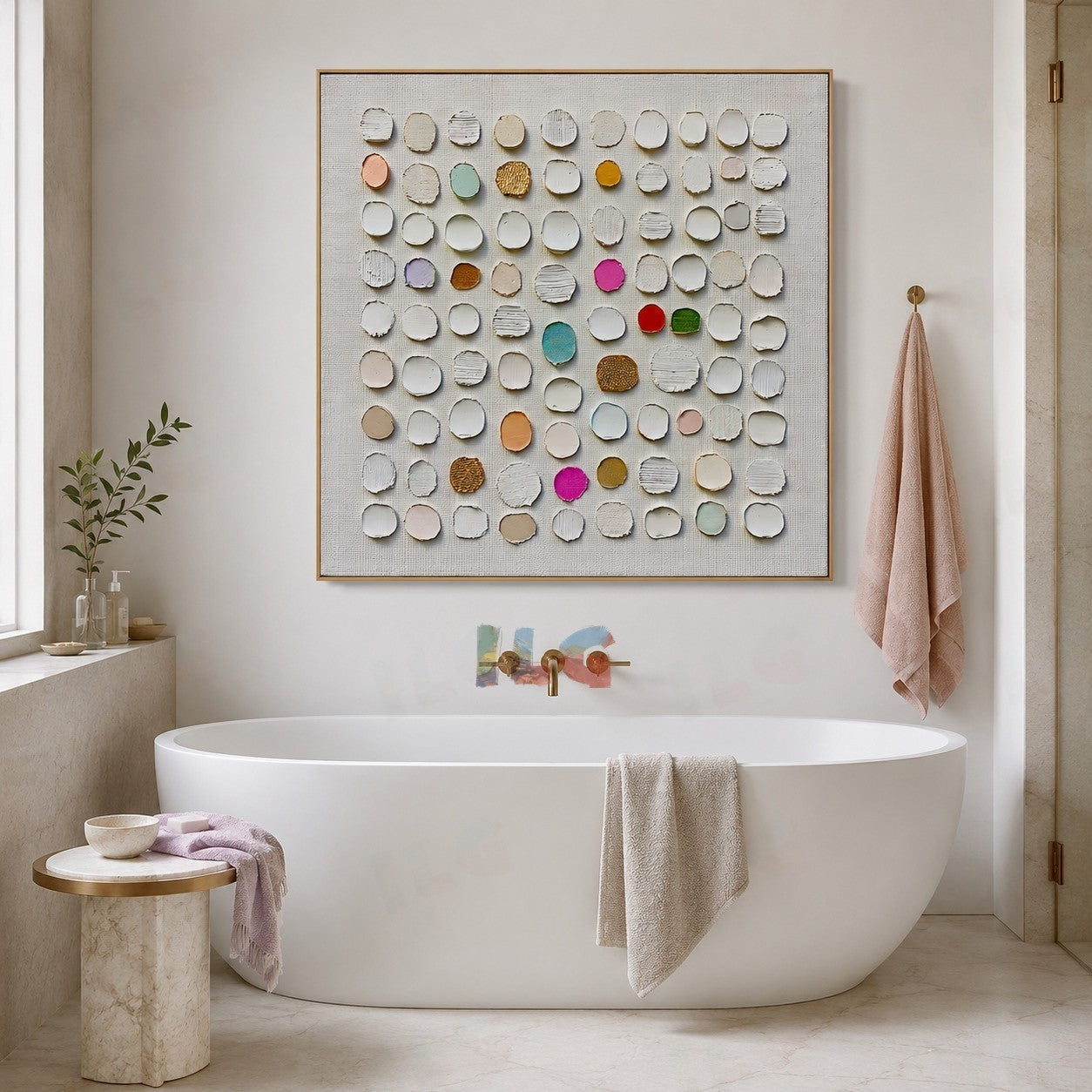 Neutral Dot Constellation – Abstract Textured Wall Art