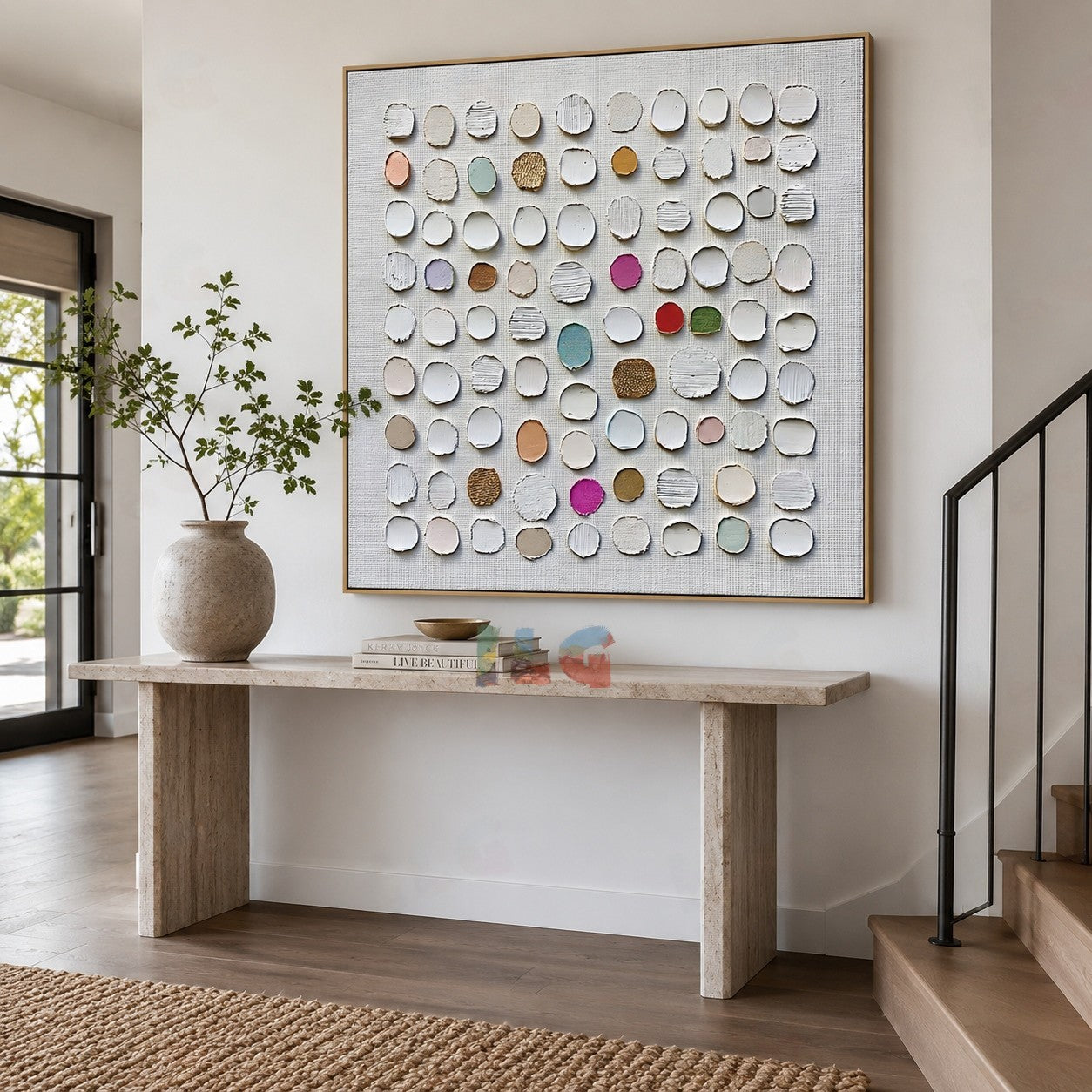 Neutral Dot Constellation – Abstract Textured Wall Art