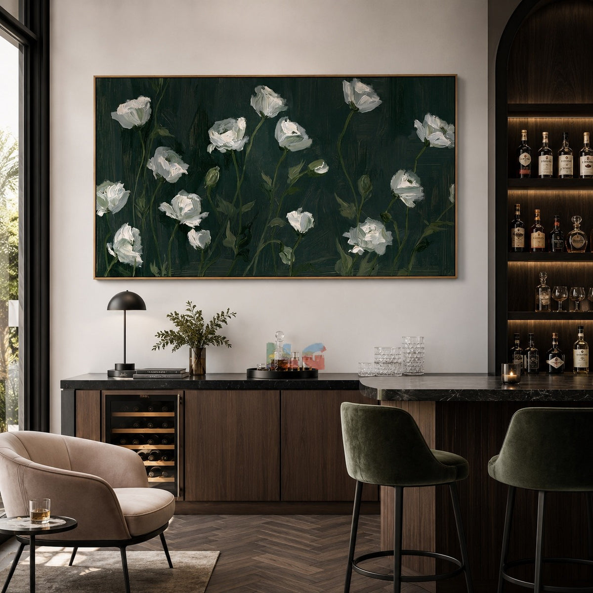 Ivory Garden Nocturne – Floral Wall Art