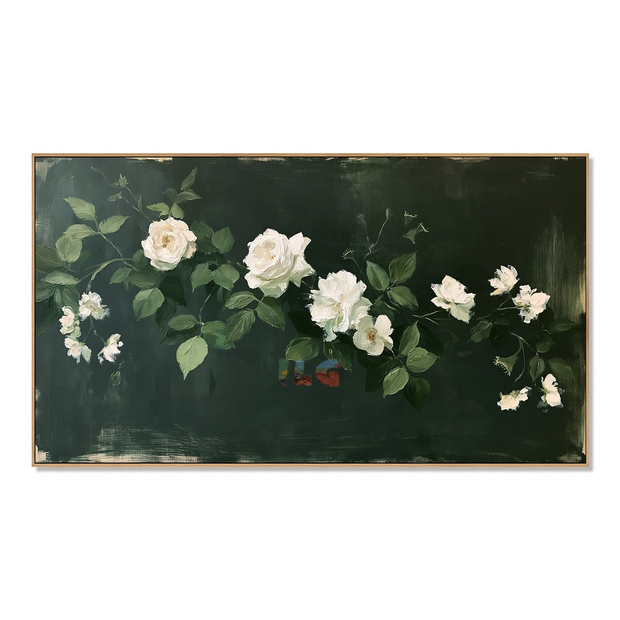 Emerald White Rose Trail – Floral Wall Art