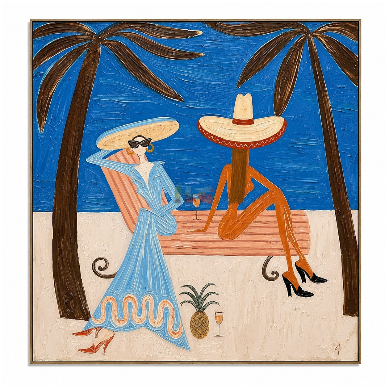 Palm Coast Lounge Duo – Coastal Figure Wall Art