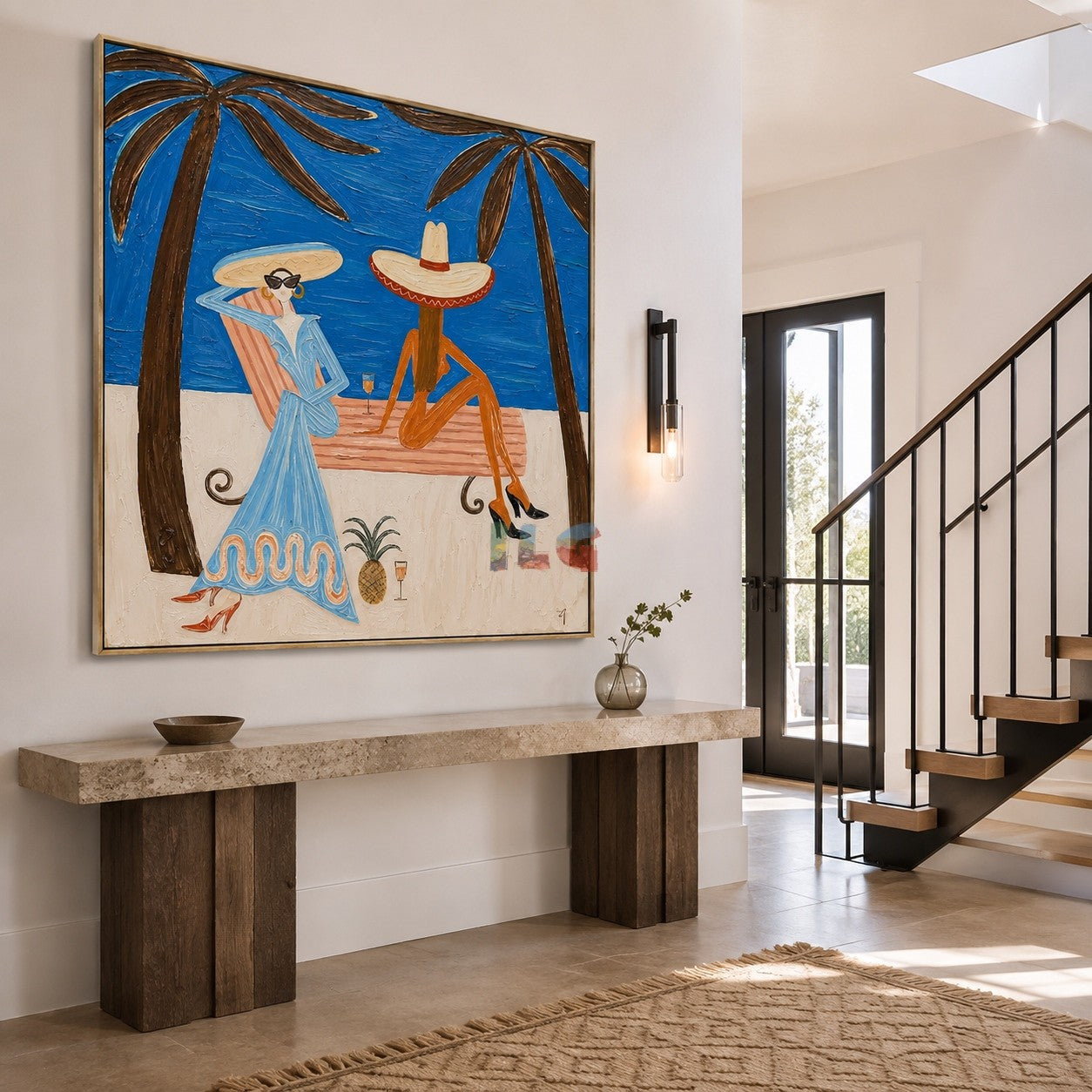 Palm Coast Lounge Duo – Coastal Figure Wall Art
