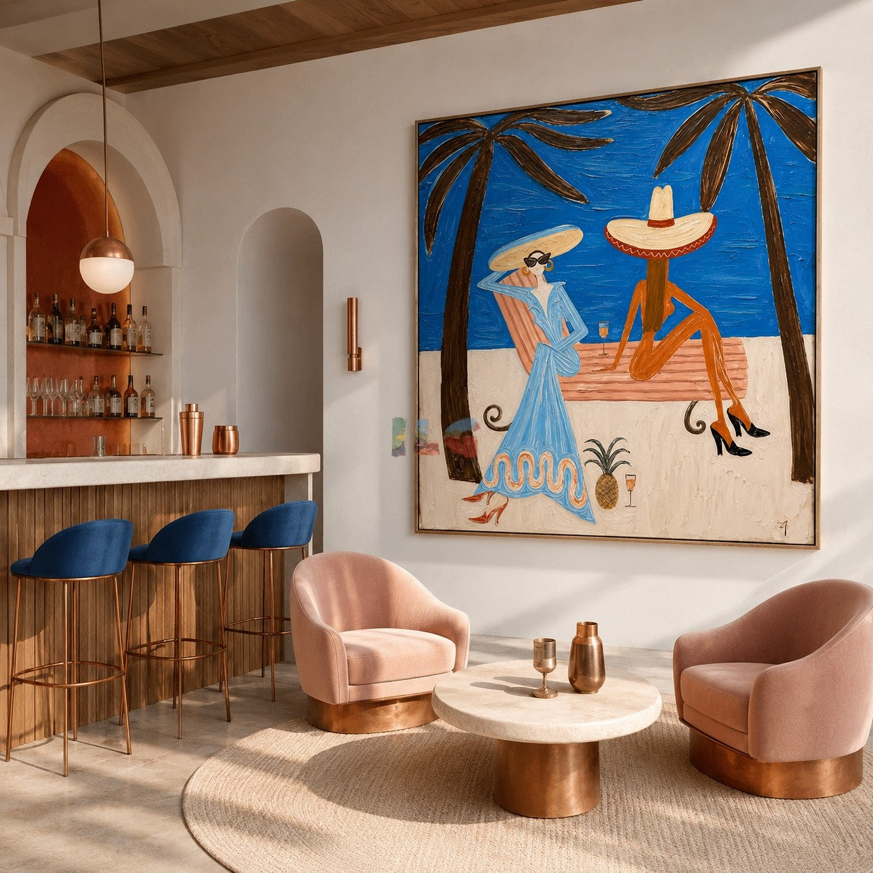 Palm Coast Lounge Duo – Coastal Figure Wall Art