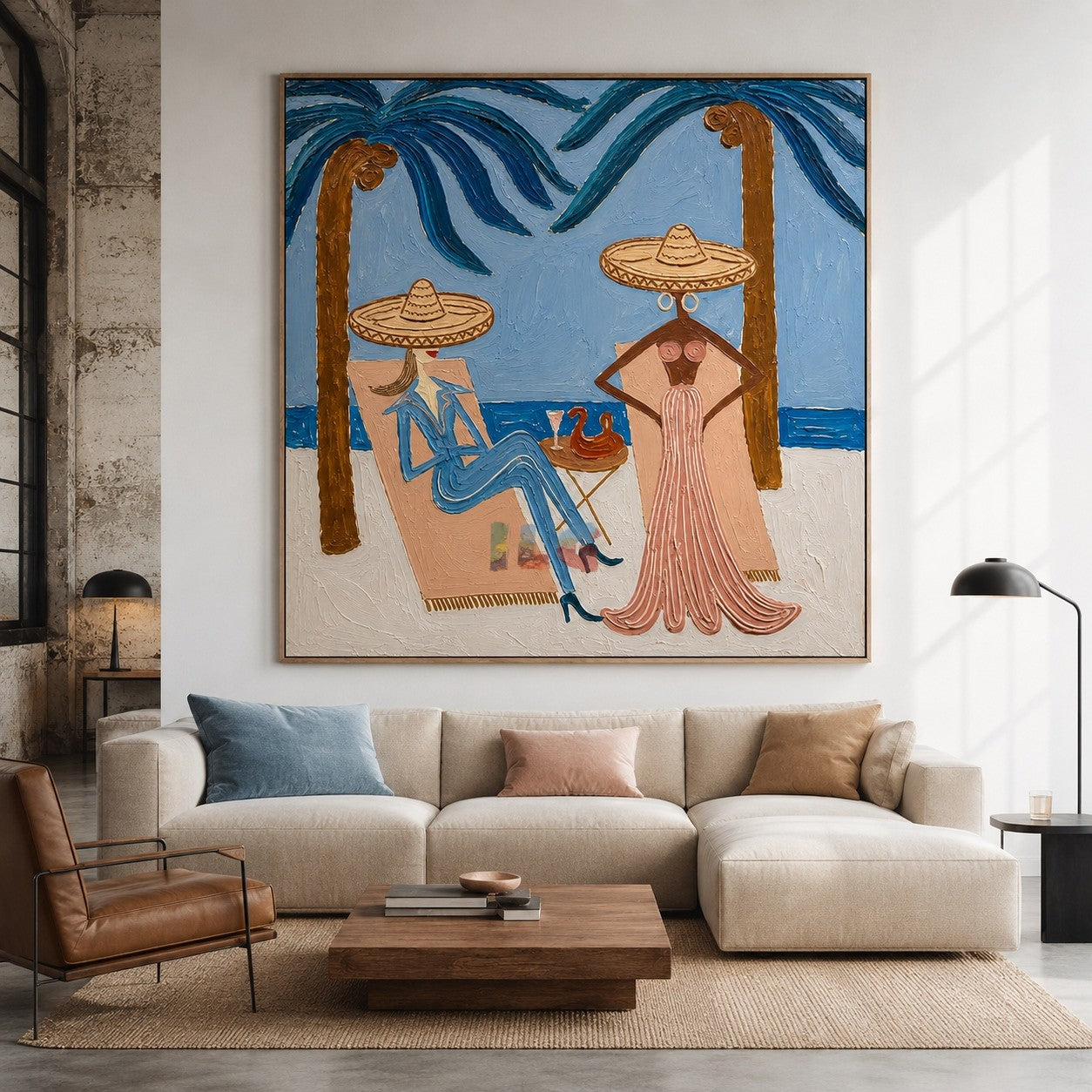 Palm Siesta Duo – Coastal Figure Wall Art