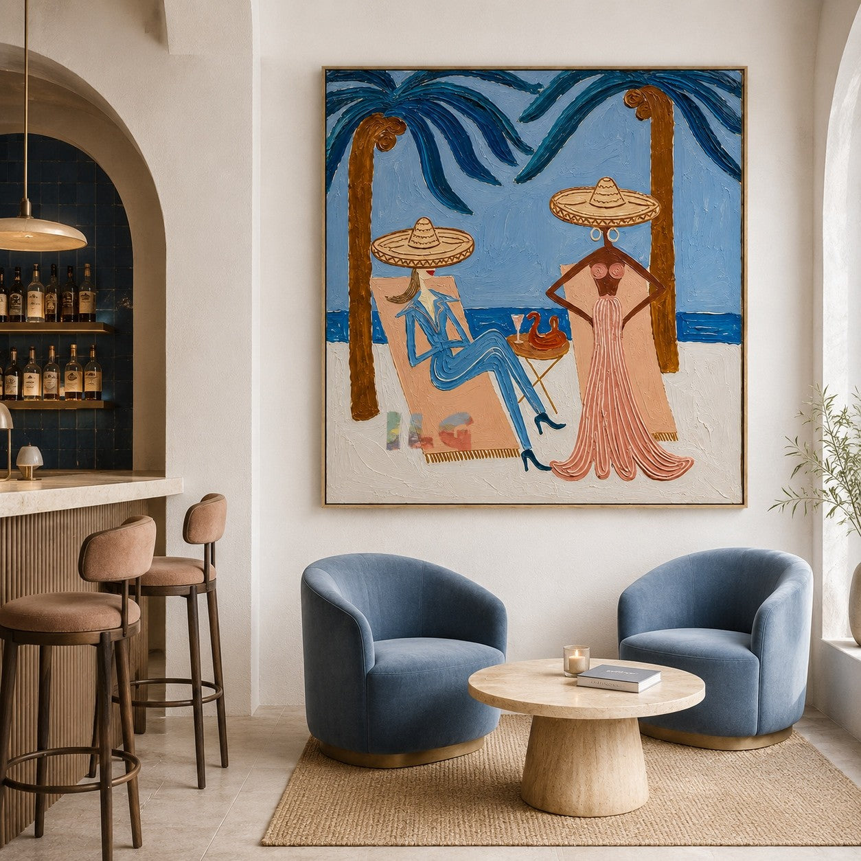 Palm Siesta Duo – Coastal Figure Wall Art