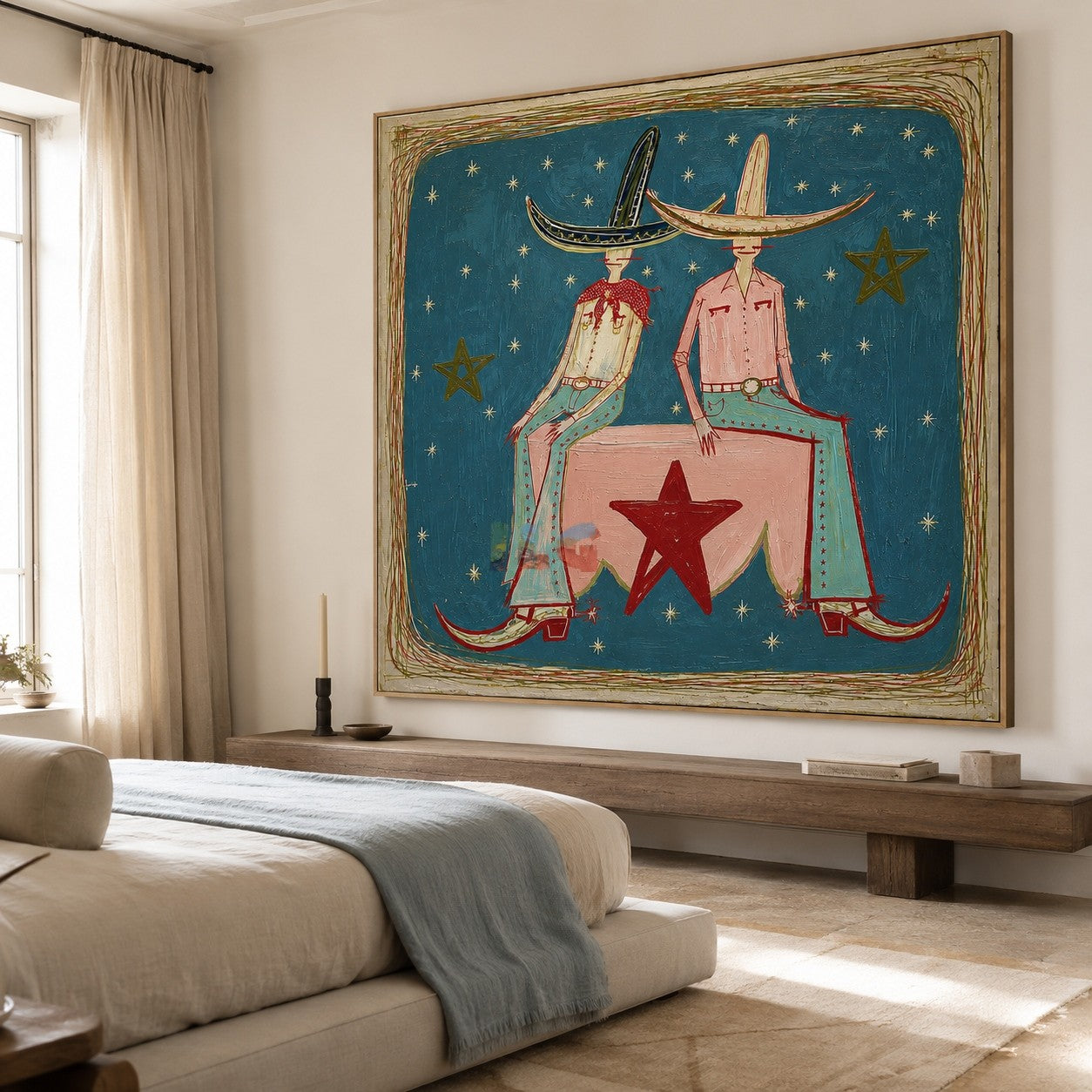 Starlit Hat Companions – Contemporary Figure Wall Art