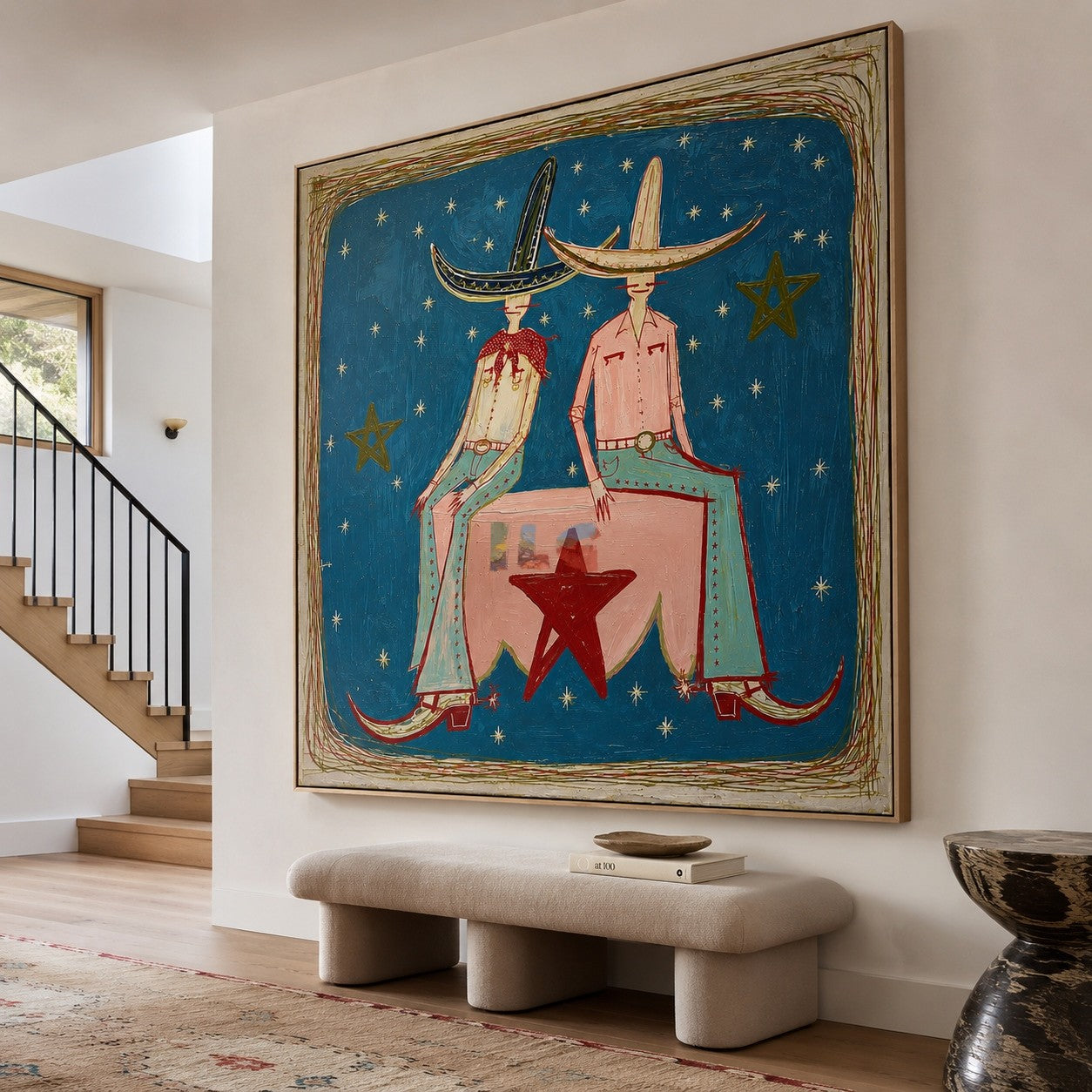 Starlit Hat Companions – Contemporary Figure Wall Art