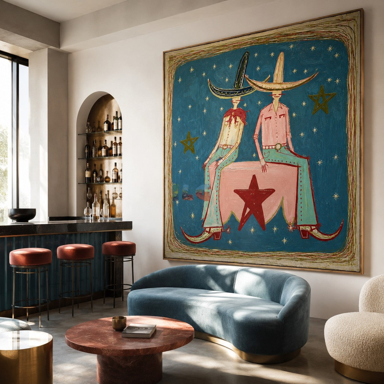 Starlit Hat Companions – Contemporary Figure Wall Art