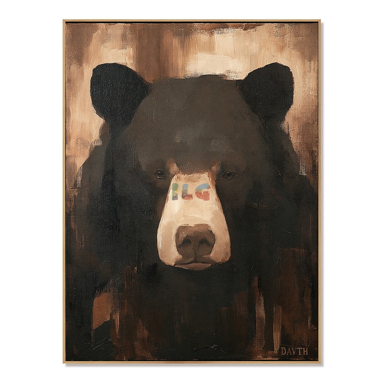Shadow Bear Gaze – Rustic Portrait Wall Art